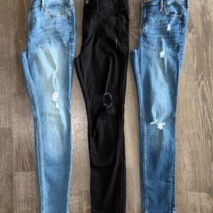 Hollister Women’s Skinny Jeans Trio — Light Blue, Black & Medium Blue